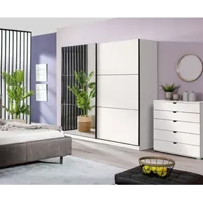Buy Crewe Large Sliding Door Wardrobe with Mirror White 220cm, Colour: White, 6 from Furnituretta