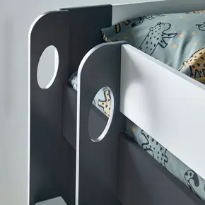 Buy Oliver Grey & White Storage Bunk Bed – Single with Shelves & Ladder, Size: Single (3ft), Colour: Grey and White, Item Width: 125.1, 4 from Furnituretta