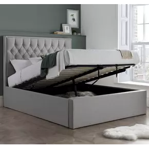 Buy Wilson Grey Fabric Ottoman Bed, Size: Double (4ft6), Colour: Grey, Item Width: 145 from Furnituretta