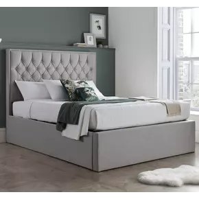 Buy Wilson Grey Fabric Ottoman Bed, Size: Double (4ft6), Colour: Grey, Item Width: 145, 2 from Furnituretta
