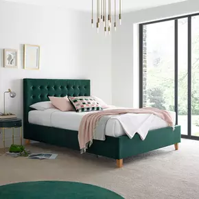 Buy Kingham Green Velvet Ottoman Bed Double, Colour: Green, Size: Double (4ft6), Width: 145, 2 from Furnituretta