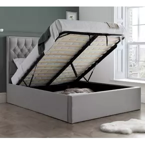 Buy Wilson Grey Fabric Ottoman Bed, Size: Double (4ft6), Colour: Grey, Item Width: 145, 3 from Furnituretta