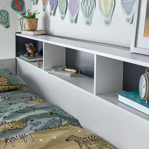 Buy Oliver Grey & White Storage Bunk Bed – Single with Shelves & Ladder, Size: Single (3ft), Colour: Grey and White, Item Width: 125.1, 3 from Furnituretta