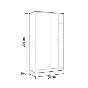 Buy Larsen Small Narrow Sliding 2 Door Wardrobe in Canadian Oak Effect, Colour: Oak, Item Width: 100, 4 from Furnituretta