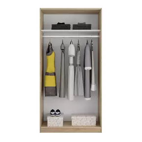 Buy Larsen Small Narrow Sliding 2 Door Wardrobe in Canadian Oak Effect, Colour: Oak, Item Width: 100, 5 from Furnituretta