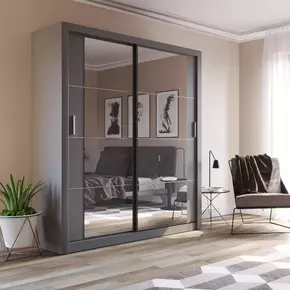Buy Arti AR-03 Sliding Door Wardrobe Grey Matt 181cm, Colour: Grey Matt, Item Width: 181 from Furnituretta