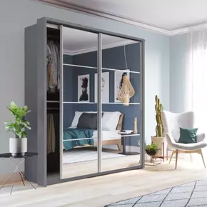 Buy Arti AR-17 Sliding Door Wardrobe Grey Matt 180cm, Colour: Grey Matt, Item Width: 180 from Furnituretta