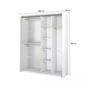 Buy Arti AR-17 Sliding Door Wardrobe White Matt 180cm, Colour: White Matt, Item Width: 180, 4 from Furnituretta