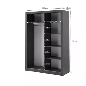 Buy Arti AR-04 Sliding Door Wardrobe Black Matt 150cm, Colour: Black Matt, Item Width: 150, 3 from Furnituretta