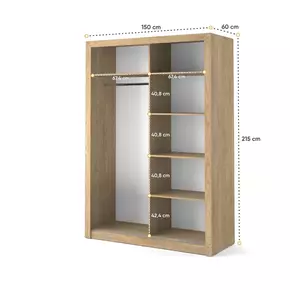 Buy Arti AR-04 Sliding Door Wardrobe Oak Shetland 150cm, Colour: Oak Shetland, Item Width: 150, 3 from Furnituretta