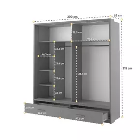 Buy Arti 24 - 2 Sliding Door Wardrobe Grey Matt 200cm, Colour: Grey Matt, Item Width: 200, 2 from Furnituretta