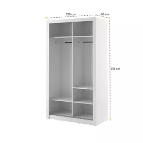 Buy Arti 19 - 2 Sliding Door Wardrobe White Matt 120cm, Colour: White Matt, Item Width: 120, 2 from Furnituretta