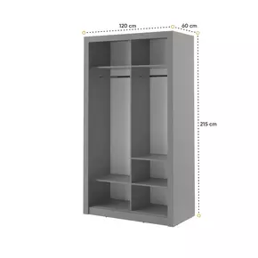 Buy Arti 6 - 2 Sliding Door Wardrobe Grey Matt 120cm, Colour: Grey Matt, Item Width: 120, 2 from Furnituretta