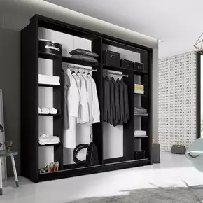 Buy Arti AR-14 Sliding Door Wardrobe Black Matt 220cm, Colour: Black Matt, Item Width: 220, 2 from Furnituretta