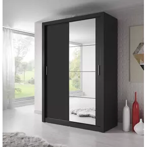 Buy Arti AR-04 Sliding Door Wardrobe Black Matt 150cm, Colour: Black Matt, Item Width: 150 from Furnituretta