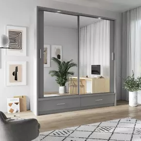 Buy Arti 24 - 2 Sliding Door Wardrobe Grey Matt 200cm, Colour: Grey Matt, Item Width: 200 from Furnituretta