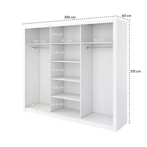 Buy Idea ID-01 Sliding Door Wardrobe White Matt 250cm, Colour: White Matt, Item Width: 250, 3 from Furnituretta