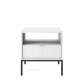 Buy Nova Bedside Cabinet Table White Matt 54cm, Colour: White Matt, Item Width: 54 from Furnituretta