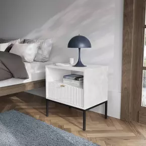 Buy Nova Bedside Cabinet Table White Matt 54cm, Colour: White Matt, Item Width: 54, 2 from Furnituretta