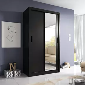 Buy Arti 6 - 2 Sliding Door Wardrobe Black Matt 120cm, Colour: Black Matt, Item Width: 120 from Furnituretta