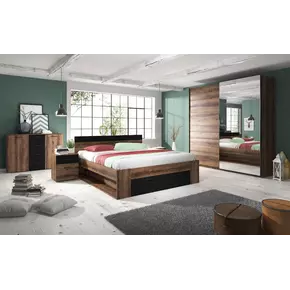 Buy Beta Sliding Door Mirrored Wardrobe, Colour: Oak Monastery, Item Width: 180, 4 from Furnituretta