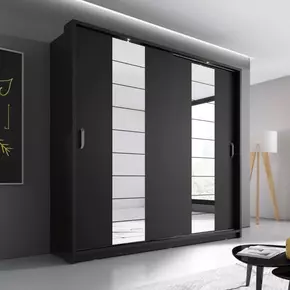 Buy Arti AR-14 Sliding Door Wardrobe Black Matt 220cm, Colour: Black Matt, Item Width: 220 from Furnituretta