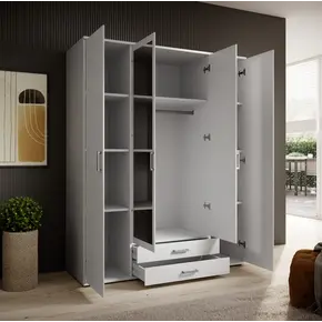 Buy Karl Hinged Door Wardrobe 160cm, Colour: White, Item Width: 160, 6 from Furnituretta
