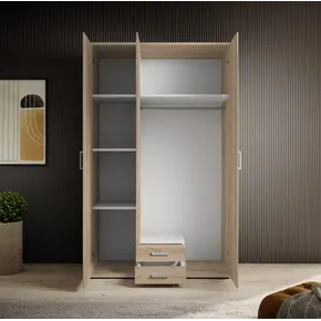 Buy Karl Hinged Door Wardrobe Oak Sonoma 120cm, Colour: Oak Sonoma, Item Width: 120, 4 from Furnituretta