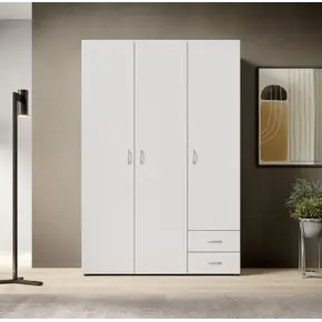 Buy Base Hinged Door Wardrobe White 120cm, Colour: White, Item Width: 120, 3 from Furnituretta