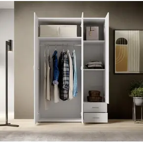 Buy Base Hinged Door Wardrobe White 120cm, Colour: White, Item Width: 120, 2 from Furnituretta