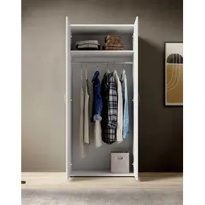 Buy Base 2 Door Hinged Wardrobe White Matt, Colour: White Matt, Item Width: 80, 4 from Furnituretta