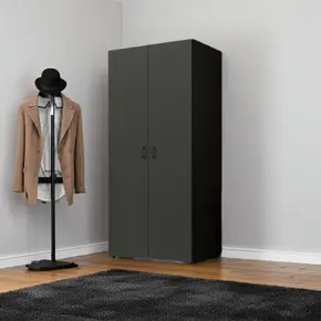 Buy Base 2 Door Hinged Wardrobe Graphite Matt, Colour: Graphite Matt, Item Width: 80 from Furnituretta