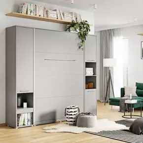 Buy CP-01 Vertical Wall Bed Concept 140cm with Storage Cabinets Grey Matt, Colour: Grey Matt, Size: 140 x 200cm, Item Width: 245, 2 from Furnituretta