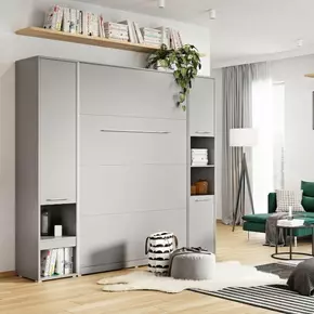 Buy CP-03 Vertical Wall Bed Concept 90cm with Storage Cabinet Grey Matt, Colour: Grey Matt, Size: 90 x 200cm, Item Width: 194, 2 from Furnituretta