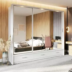 Buy Arti 23 - 3 Sliding Door Wardrobe White Matt 250cm, Colour: White Matt, Item Width: 250 from Furnituretta