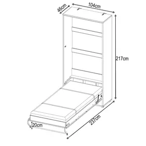Buy CP-03 Vertical Wall Bed Concept White Gloss 90cm, Colour: White Gloss, Size: 90 x 200cm, 4 from Furnituretta