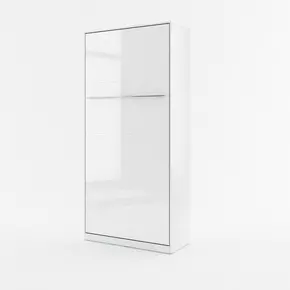 Buy CP-03 Vertical Wall Bed Concept 90cm with Storage Cabinet White Gloss, Colour: White Gloss, Size: 90 x 200cm, Item Width: 194, 3 from Furnituretta