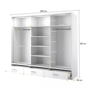 Buy Arti 23 - 3 Sliding Door Wardrobe White Matt 250cm, Colour: White Matt, Item Width: 250, 3 from Furnituretta