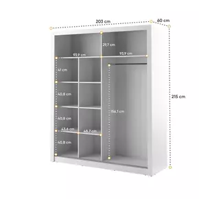 Buy Arti AR-08 Sliding Door Wardrobe White Matt 203cm, Colour: White Matt, Item Width: 203, 3 from Furnituretta