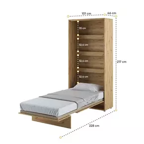 Buy BC-03 Vertical Wall Bed Concept Oak Artisan 90cm, Colour: Oak Artisan, Size: 90 x 200cm, 4 from Furnituretta