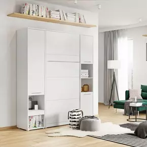 Buy CP-03 Vertical Wall Bed Concept 90cm with Storage Cabinet White Gloss, Colour: White Gloss, Size: 90 x 200cm, Item Width: 194, 2 from Furnituretta