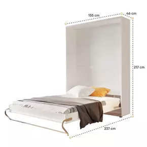 Buy CP-01 Vertical Wall Bed Concept 140cm with Storage Cabinets White Gloss, Colour: White Gloss, Size: 140 x 200cm, Item Width: 245, 5 from Furnituretta