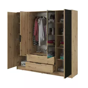 Buy Nelly Hinged Mirror Door Wardrobe 206cm Oak Artisan, Colour: Oak Artisan, Item Width: 206, 2 from Furnituretta