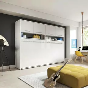 Buy CP-05 Horizontal Wall Bed Concept 120cm with Over Bed Unit White Gloss, Colour: White Gloss, Size: 120 x 200cm, Item Width: 215, 2 from Furnituretta
