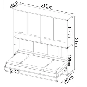 Buy CP-06 Horizontal Wall Bed Concept 90cm with Over Bed Unit Grey Matt, Colour: Grey Matt, Size: 90 x 200cm, Item Width: 215, 5 from Furnituretta