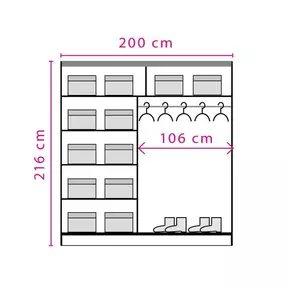 Buy Effect 2 Sliding Door Wardrobe Oak Sonoma 200cm, Colour: Oak Sonoma, Item Width: 200, 2 from Furnituretta