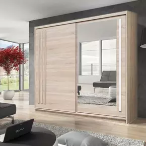 Buy Effect 2 Sliding Door Wardrobe Oak Sonoma 200cm, Colour: Oak Sonoma, Item Width: 200 from Furnituretta