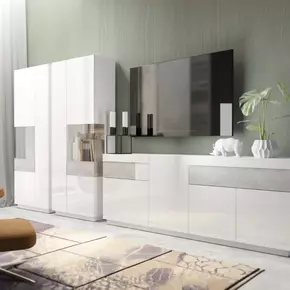 Buy Silke 13 Tall Display Cabinet White Gloss & Concrete Grey [Right], Colour: White Gloss / Concrete Grey, Item Width: 80, 2 from Furnituretta