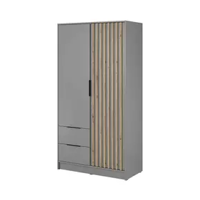 Buy Nelly Hinged Door Wardrobe Grey 105cm, Colour: Grey, Item Width: 105, 3 from Furnituretta