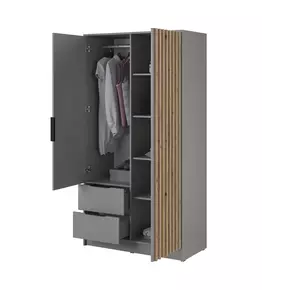 Buy Nelly Hinged Door Wardrobe Grey 105cm, Colour: Grey, Item Width: 105, 2 from Furnituretta